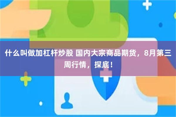 什么叫做加杠杆炒股 国内大宗商品期货，8月第三周行情，探底！