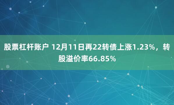 股票杠杆账户 12月11日再22转债上涨1.23%，转股溢价率66.85%