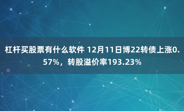 杠杆买股票有什么软件 12月11日博22转债上涨0.57%，转股溢价率193.23%